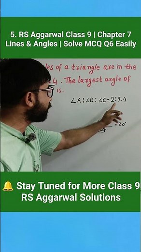 RS Aggarwal Class 9 Maths | Chapter 7 Lines & Angles | MCQ Question 6 Solution