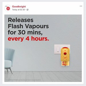 No entry for mosquitoes! Gold Flash’s automatic Flash mode movement, releases visible Flash Vapours every 4 hours to ensure your family gets the most powerful protection. #PowerUpWithGoldFlash today. #Goodknight | Goodknight