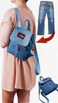 How to sew a cute mini backpack from old jeans easily Miarti👜✂️