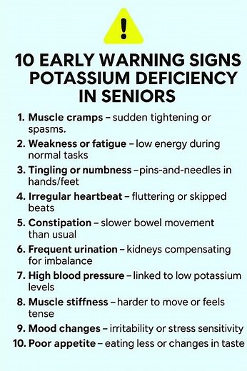 10 Early Signs of Potassium Deficiency in Seniors | Warning Symptoms to Watch