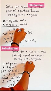 Elimination Method Vs Substitution Method. #maths #algebra