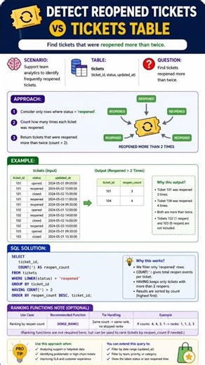 SQL Interview Question Most Candidates FAIL | Detect Reopened Tickets in SQL