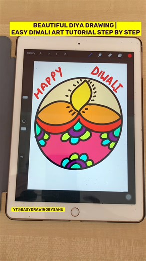 Beautiful Diya Drawing | Easy Diwali Art Tutorial Step by Step #shorts