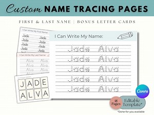 Custom Name Tracing Worksheet | Preschool Handwriting Practice Template | Beginning Writing Practice | Personalized Preschool Name Worksheet