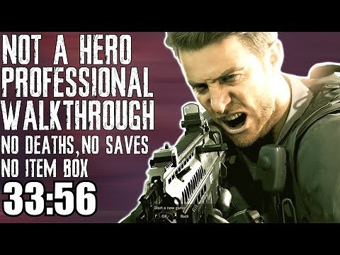 Resident Evil 7 Not A Hero Professional Walkthrough / Speedrun Tutorial 33:56 No Deaths No Saves