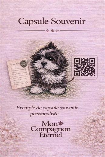 Capsule Souvenir Animal (QR) – Page privée   Lettre d’hommage   Portrait Aquarelle HD imprimable – 48h - Etsy France