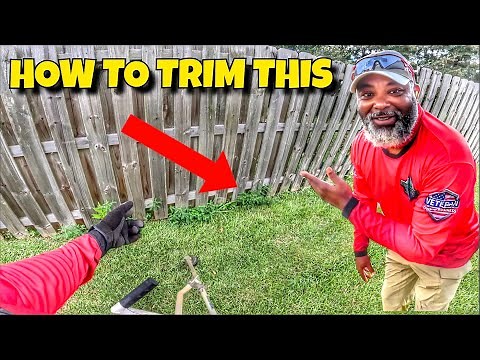 How to trim\\ weed-eat a shadow box fence without damages
