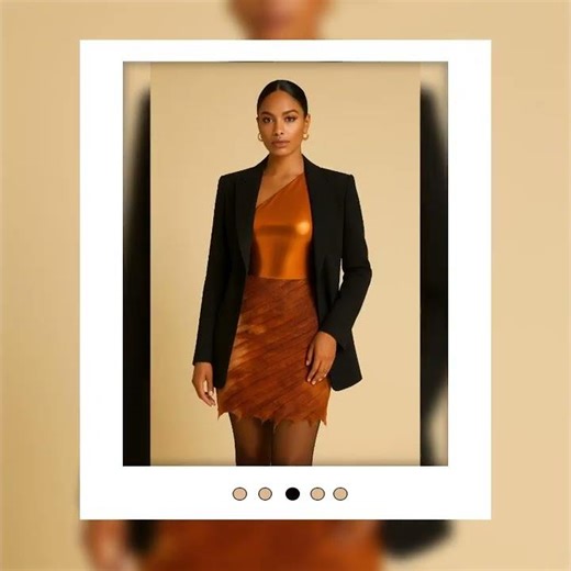 Metallic Bodysuit & Skirt Set - One Shoulder Two-Piece