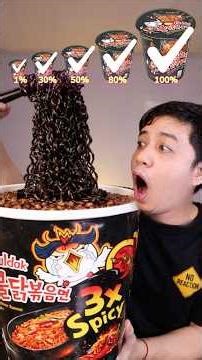 Samyang Buldak BLACK 1-100 Percent!?🥵 #Buldak #samyang #eatspicy #SamyangBuldak