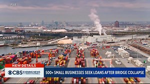 More than 500 small businesses are applying for loans for relief after the wreckage from the Francis Scott Key Bridge collapse in Baltimore left the shipping channel and port blocked. | CBS Evening News