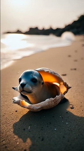 Tiny Baby Seal Hiding in a Seashell 🦭 The Cutest Ocean Surprise