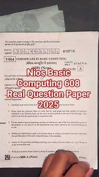 NIOS Basic Computing 608 Real Question Paper 2025 🔥 | 100% Real Paper & Notes | Class 10th