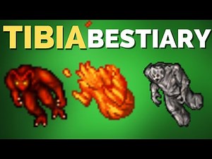 TIBIA BESTIARY Fire Devil, Fire Elemental, Stone Golem, Dragon - Goroma