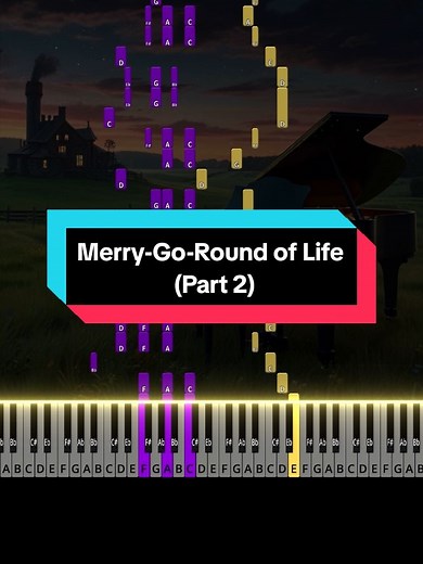 Howl's Moving Castle Merry-Go-Round of Life Piano Tutorial