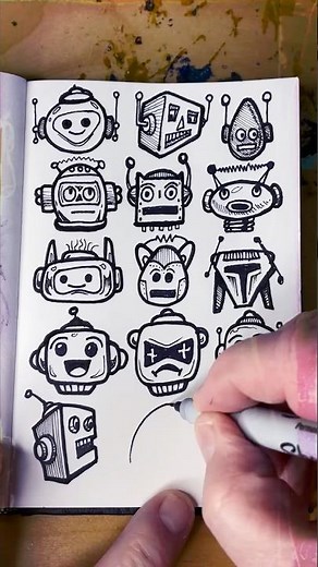 How to draw Robot Heads 5 #art #drawing #ink #drawing #robot #sketch #drawingtutorial #artist