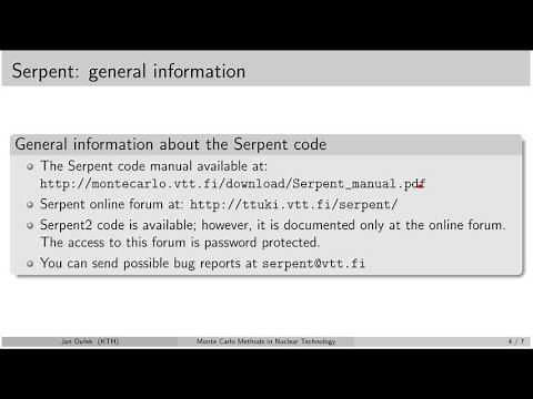 MC simulations: 5.1 Serpent general info