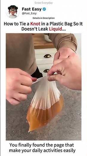 How to Tie a Knot in a Plastic Bag So It Doesn't Leak Liquid 🫗#tieknot #liquid