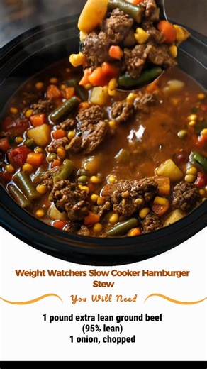 Weight Watchers Slow Cooker Hamburger Stew Recipe Ingredients ▢1 pound extra lean ground beef (95% lean) ▢1 onion, chopped (about 1-½ cups) ▢Salt and pepper, or other seasoning, to taste (I used 1-½ teaspoons Montreal Steak Seasoning) Recipe in comment | Weight Watchers Community