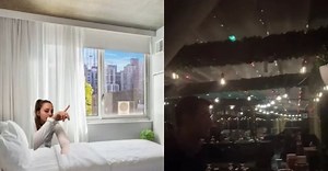Woman shocked to discover her Airbnb room's window opens into a restaurant's dining room - WATCH