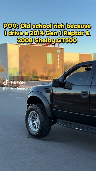 I’m sorry, I like old school rich with my 2008 Shelby GT500 & 2014 Gen 1 Raptor #raptor #oldmoney #mustang #shelby #viral