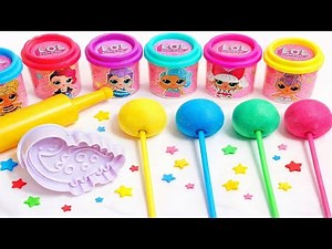 Colorful Play-Doh Fun with DINOSAURS & lollipops ! Crazy Pops & Clay Surprises