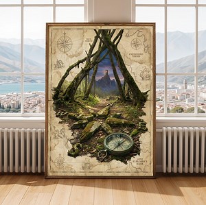 Compass Rose Map Art Print – Dark Academia Study Decor (digital Download) - Etsy UK