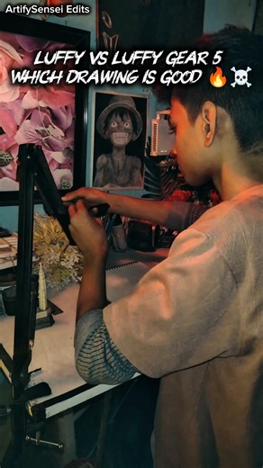 Luffy Or Luffy Gear 5 Kon Jitega Ye Drawing Battle 😱 #shorts #art #drawing #luffy #onepiece