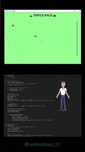 Python Turtle Race Game | Fun Beginner Python Project ‪@codewithas_31‬ #shorts #youtubeshorts #viral
