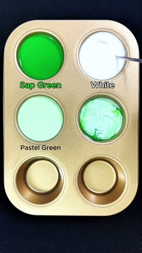 Create 4 colors from 2 colors: Sap Green + White #asmr #colormixing #mix #mixing #colors #green