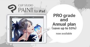 We are now offering a new PRO grade and annual subscription plan for the iPad version of CLIP STUDIO PAINT, the comic app. PRO: Monthly price 4.49 USD / Annual price 24.99 USD(save up to 53% per year) EX: Monthly price 8.99 USD / Annual price 71.99 USD(save up to 33% per year) Get it on the App Store https://itunes.apple.com/us/app/clip-studio-paint-ex-for-manga/id1262985592?ls=1&mt=8 * Price/release date may differ depending on your country or region | CLIP STUDIO PAINT