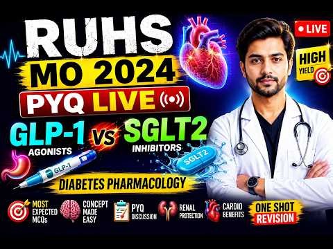 RUHS MO 2024 PYQ LIVE | GLP-1 Agonists & SGLT2 Inhibitors | Diabetes Pharmacology