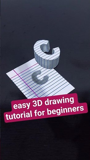 How to draw Letter 'C' easy 3d drawing tutorial for beginners | #shorts