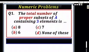 The total number of proper subsets of set A containing 3 elemen... | Filo