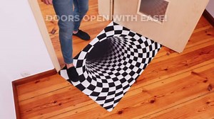 3D Optical Illusion Rug - Vortex Illusion Floor Mat for Door Entrance, Bathroom, Stairs, playroom, Living Room, or Area (Black and White, 26.5 x 17 Inch)
