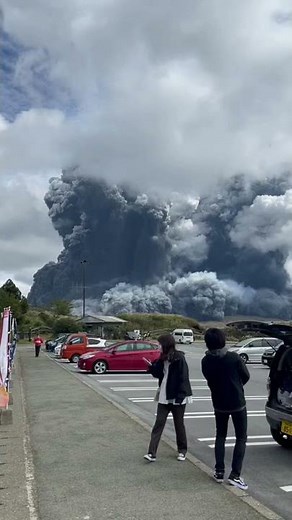 Video footage taken immediately after the eruption of Mt. Aso, taken near the crater, October 20,...