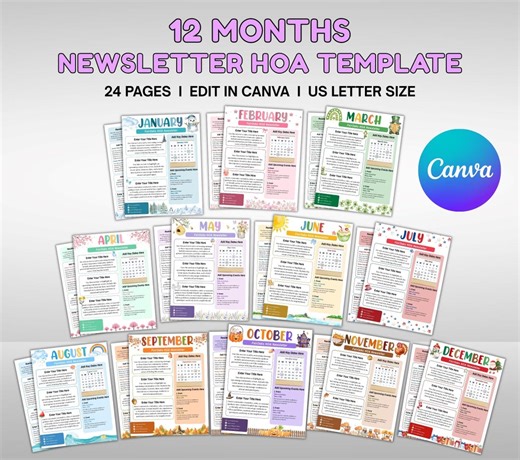 Monthly Newsletter Canva Template, HOA Community Newsletter (digital Download) - Etsy