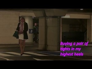 Tights Purchase in a miniskirt and stilettos
