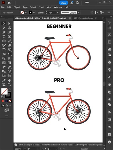 Adobe Illustrator 2026 - Quick tips for drawing bicycle wheels #designsimplified