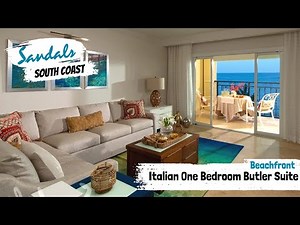 Italian Beachfront One Bedroom Butler Suite IB1 | Sandals South Coast, Jamaica | Tour & Review 4K
