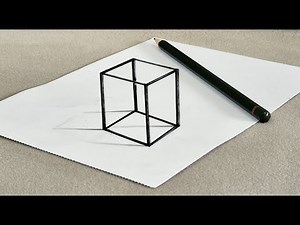 easy simple 3d drawing cube on paper for beginners- how to draw 3d