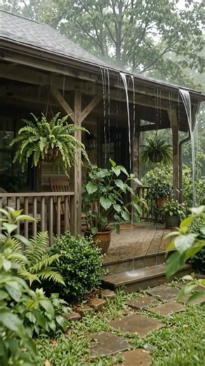 Dreamy Rainy Cozy Cottage, Waterfall & Soft Piano Relaxing Rain Sounds#rain #rainsounds #piano#leaf