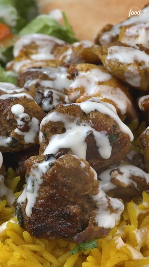 208K views · 985 reactions | You can make your favorite Halal Cart Meal at home! 朗 (White sauce included!!!) Get Shadi HasanzadeNemati of Unicorns in the Kitchen's recipes to make this NYC street food staple at home: ▪ Chicken: https://foodtv.com/3zpzuGE ▪ Lamb: https://foodtv.com/3zrZUI0 ▪ White Sauce: https://foodtv.com/333uzPG ▪ Yellow Rice: https://foodtv.com/3EYrk9k | Food Network | Facebook