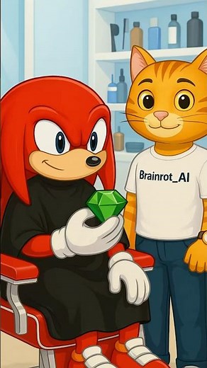 Brainrot Barber Cat x Knuckles 🔴 | Funny AI Short