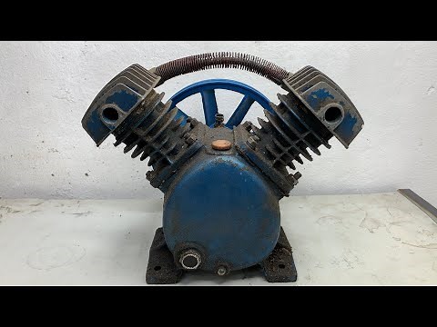 2 Piston 3HP Air Compressor Pump Head Restoration - Restoring & Repairing Broken Old Air Compressors