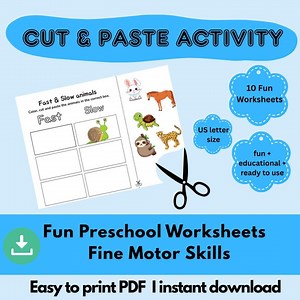 Cut & Paste Activity | Preschool Worksheets | Montessori Sorting Activity | Printable Kids Learning Game - Etsy