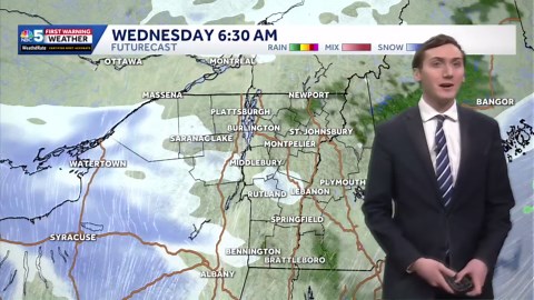 Forecast: Snow hits Vermont, New York to the south and west first; showers expected to linger in the mountains into Thursday