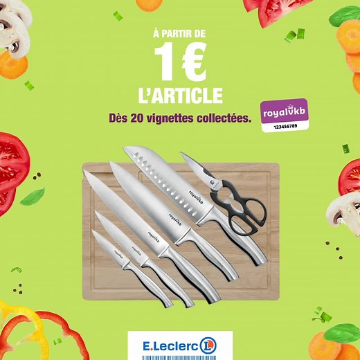 L'opération vignettage Royal VKB a commencé chez E.Leclerc ! Découvrez la collection de couteaux et accessoires de qualité et utiles pour préparer de bons petits plats. 😋 Vous avez jusqu'au 29 octobre 2022 pour collectionner des vignettes et accéder aux produits de la gamme Royal VKB à prix réduits. 😉 Offre valable aux porteurs de la Carte E.Leclerc. Pour en savoir plus → https://www.e.leclerc/e/vignettage-royalvkb | E.Leclerc