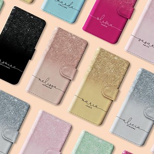 Personalised Initials Custom Wallet Leather Phone Case Ombre Printed Name for iPhone 17 16 16e 15 14 13 12 11 Pro Max Plus Samsung S25 S23 - Etsy UK