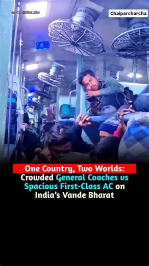Chai Par Charchaa on Instagram: "A viral split-screen video circulating online has reignited debate over India’s stark rail inequalities. One side shows dangerously overcrowded general compartments, with passengers crammed onto floors, aisles, and even toilets during the intense summer travel rush. The other side reveals calm, air-conditioned first-class coaches offering reserved berths, privacy, and comfort. Together, the footage highlights persistent Indian Railways challenges—huge demand, sub
