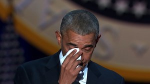 Obama tears up talking about Michelle
